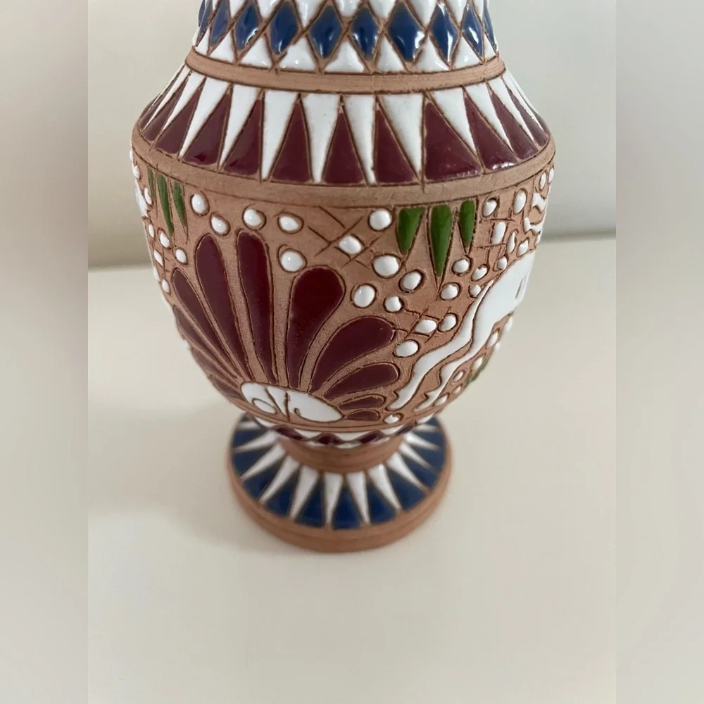 Handcrafted Greek Mythology Multicolor Pottery Home Decor Vase